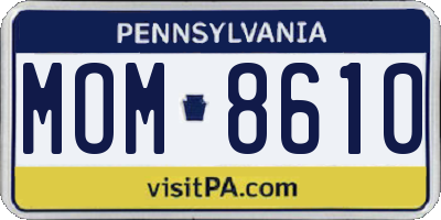 PA license plate MOM8610