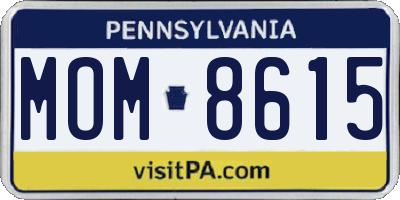 PA license plate MOM8615