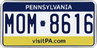 PA license plate MOM8616