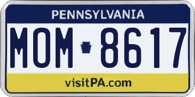 PA license plate MOM8617