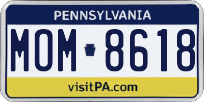 PA license plate MOM8618