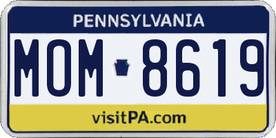 PA license plate MOM8619