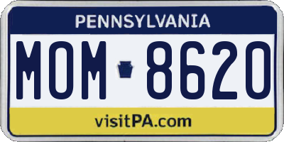 PA license plate MOM8620