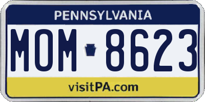 PA license plate MOM8623