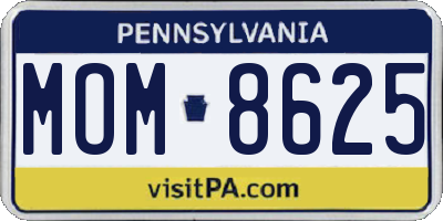 PA license plate MOM8625