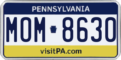 PA license plate MOM8630