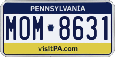 PA license plate MOM8631