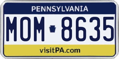 PA license plate MOM8635
