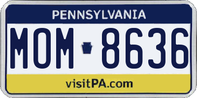 PA license plate MOM8636