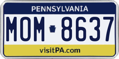 PA license plate MOM8637