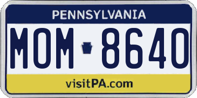 PA license plate MOM8640