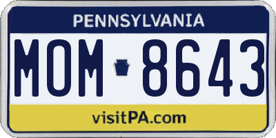 PA license plate MOM8643