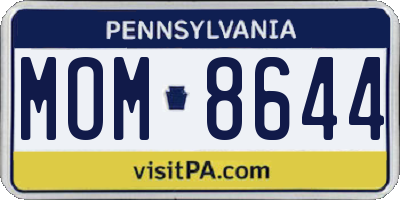PA license plate MOM8644