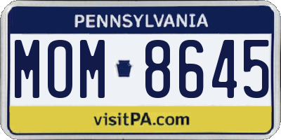 PA license plate MOM8645