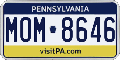 PA license plate MOM8646