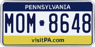 PA license plate MOM8648