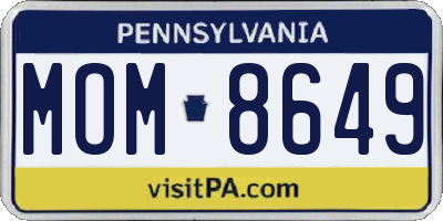 PA license plate MOM8649