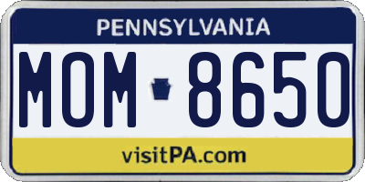 PA license plate MOM8650