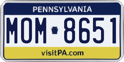 PA license plate MOM8651