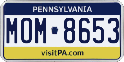 PA license plate MOM8653
