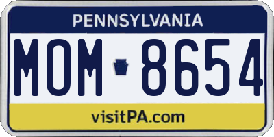 PA license plate MOM8654