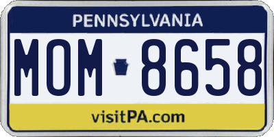 PA license plate MOM8658