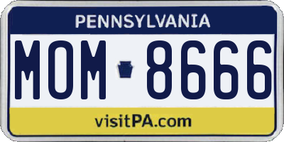 PA license plate MOM8666