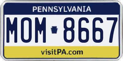 PA license plate MOM8667