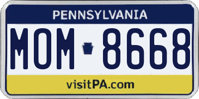 PA license plate MOM8668