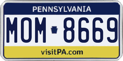 PA license plate MOM8669