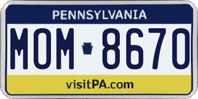 PA license plate MOM8670