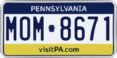 PA license plate MOM8671
