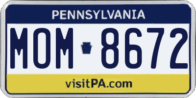 PA license plate MOM8672