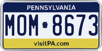 PA license plate MOM8673