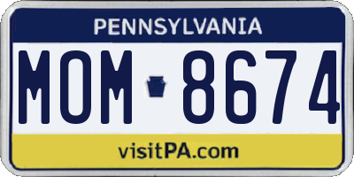 PA license plate MOM8674