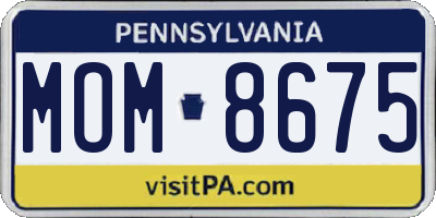 PA license plate MOM8675