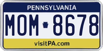 PA license plate MOM8678
