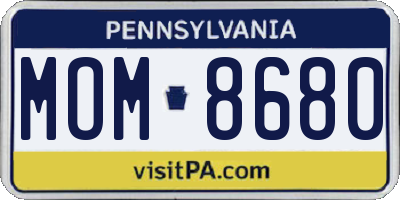PA license plate MOM8680