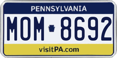 PA license plate MOM8692