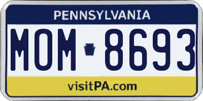 PA license plate MOM8693