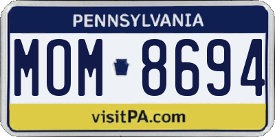 PA license plate MOM8694