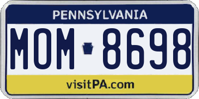 PA license plate MOM8698