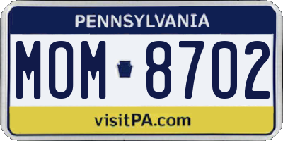 PA license plate MOM8702