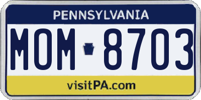 PA license plate MOM8703