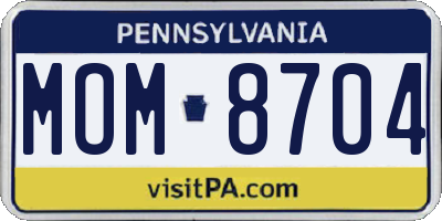PA license plate MOM8704