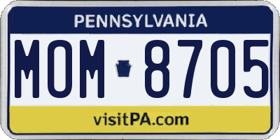 PA license plate MOM8705