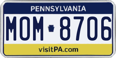 PA license plate MOM8706