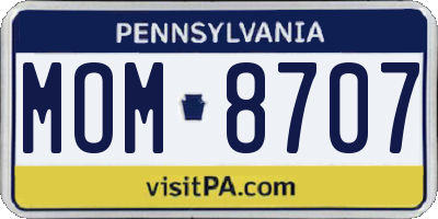 PA license plate MOM8707