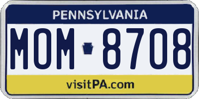PA license plate MOM8708