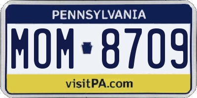 PA license plate MOM8709